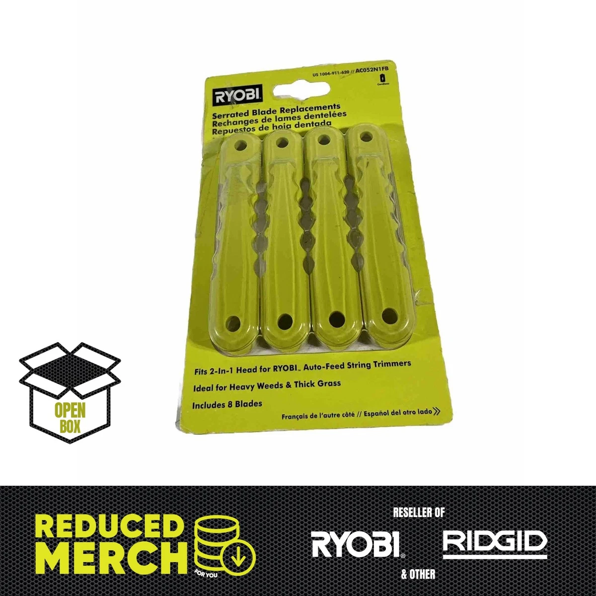 RYOBI Replacement Blades For 3-in-1 For Fixed String Trimmer Head  8 Pack