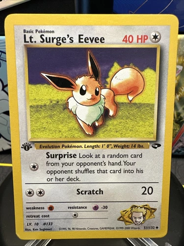 Lt. Surge’s Eevee 51/132 1st Edition Gym Challenge Non Holo WOTC Vintage