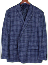 LAUREN Ralph Lauren Blue Plaid 2 Button Poly Stretch Blaze Men's 50 Regular