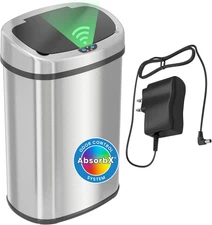 13 Gallon Touchless Kitchen Trash Can & Lid Odor Filter AC Adapter Motion Sensor