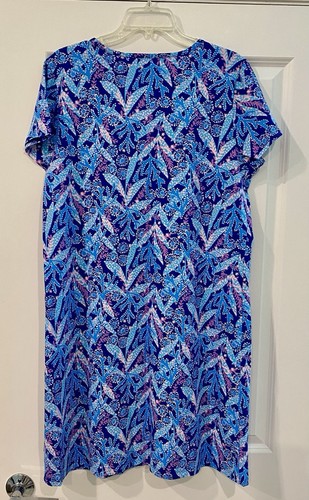 Abito Lilly Pulitzer Etta manica corta Barton blu stella che guarda nuovo con etichette XL - Foto 2 di 9