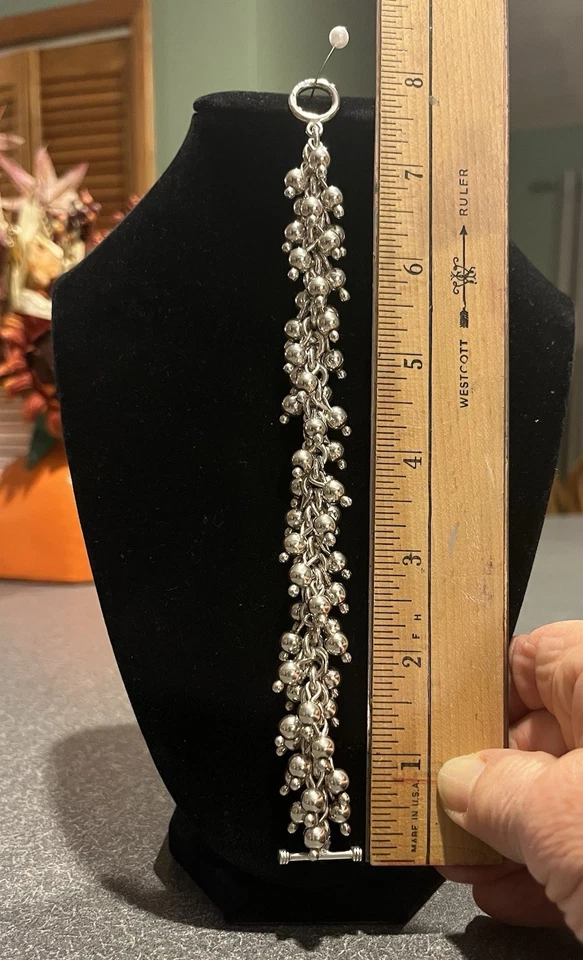 Brazalete Silpada Cha Cha 925 Plata Esterlina Bola Cuentas Cierre Palanca B0919 Foto 3 de 3