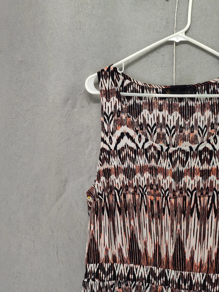 Vestido Kardashian Colección Mujer XL Estampado Ikat Sin Mangas Informal Negro Blanco Foto 2 de 4