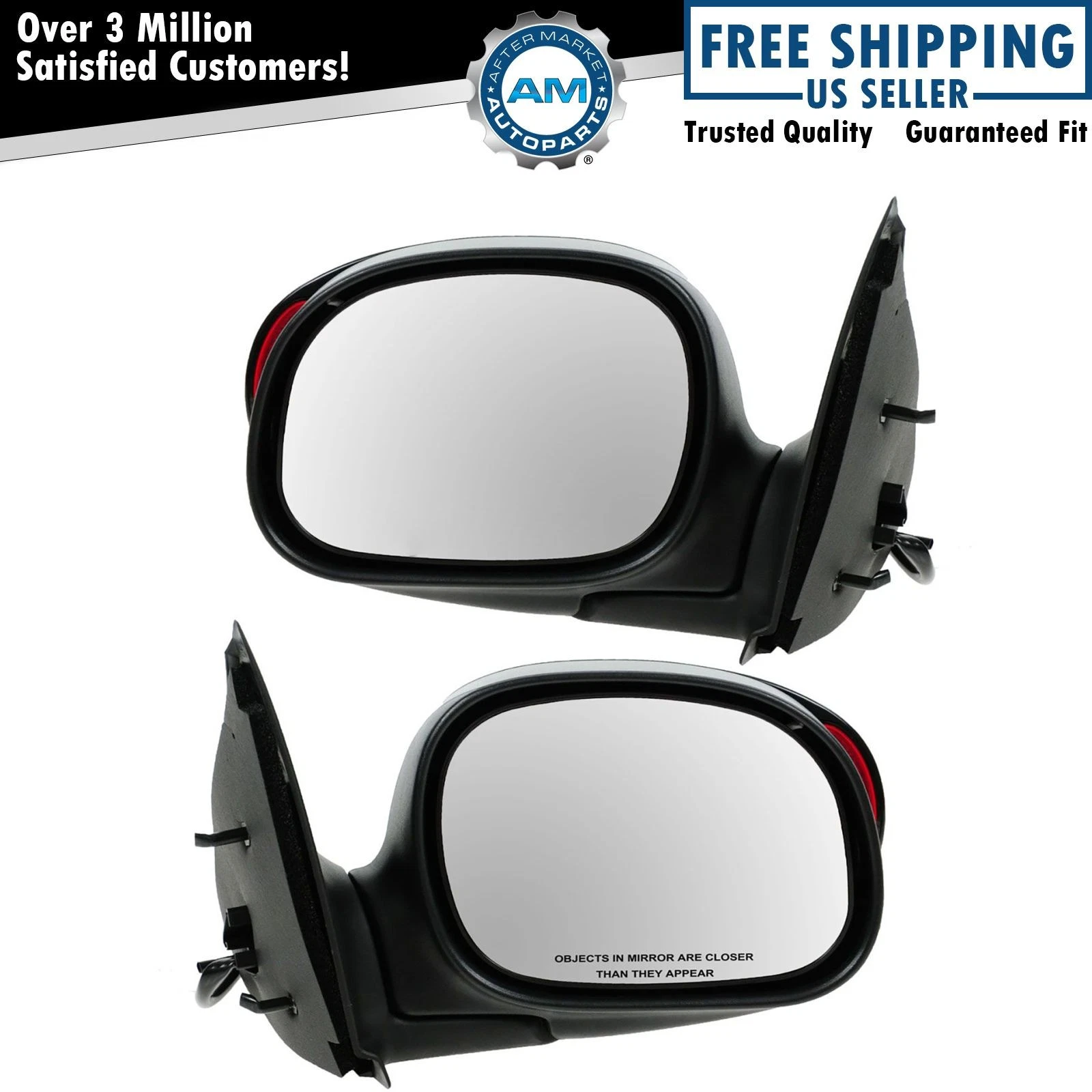 Black Power Mirrors w/ Signal Left & Right Pair Set for F150 F250 Pickup Truck
