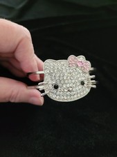 Vtg Rare Hello Kitty Bangle. Simulated Diamonds With Silver Tone Trim