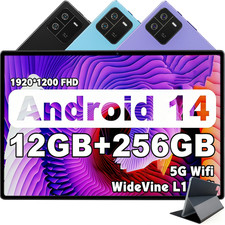 2025 New Tablet Android 14 12GB RAM 256GB ROM 6000mAh 10.1" Octa Core WlFi/3.5MM