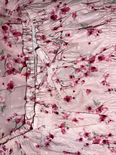 Nanette Lepore Girl's Floral Dress + Scrunchie Sz 5 Pink Puff Sleeves Ruched NWT - Picture 13 of 24