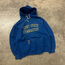 1960s Russell Gold Tag Kent State Gymnastics Blue and Yellow Vintage Sweat M