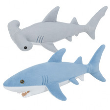 Shark Plush Bundle 13'' Hammerhead 14'' Mako Soft, Realistic Gift Ready