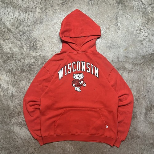 Russell Wisconsin Badgers Vintage 90s Made In USA Rot Pullover Hoodie Herren Large - Bild 1 von 8