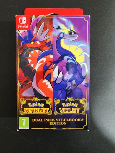 Nintendo Switch Pokémon Scarlet & Violet Double Pack Steel Book - in hand ship - Picture 1 of 4
