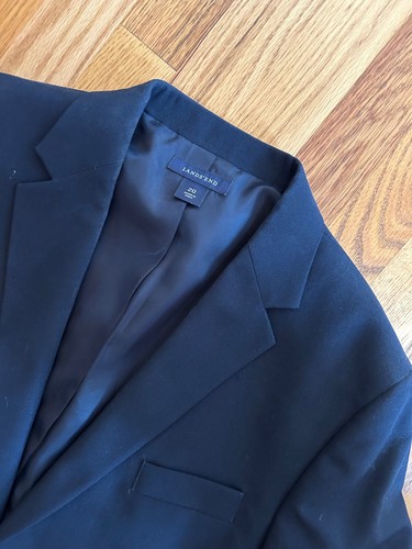 LANDS END Navy Boys Size 20 Blazer Jacket Suitcoat Wool Blend 5-Pocket - Picture 2 of 5