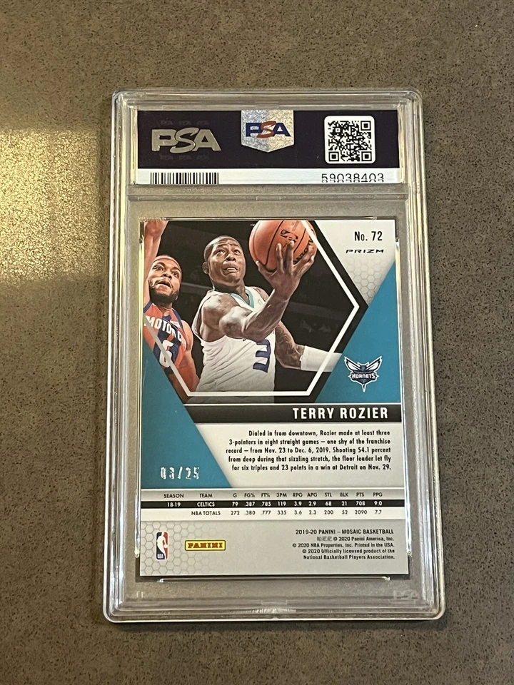 2019 Panini Mosaic #72 Terry Rozier Orange Fluorescent /25 PSA 10 Jersey Number - Image 2 of 2