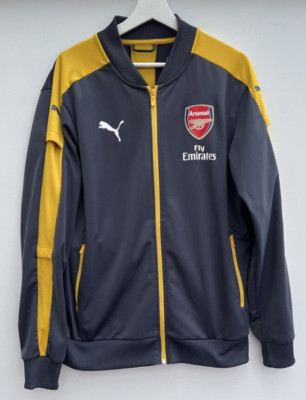 Arsenal Fußball 2016/17 Trainingsjacke Puma grau gelb durchgehender Reißverschluss Oberteil Herren Medium