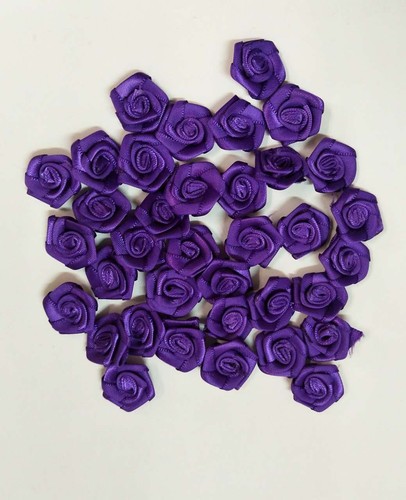 100 Pz Mini Fiori Rose Nastro Raso 16mm Vari Colori per Bomboniere - Picture 6 of 27
