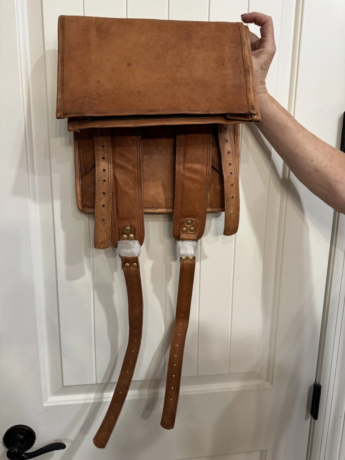 15” Vintage Genuine Leather Laptop Backpack Rucksack Messenger Bag Cravat NEW