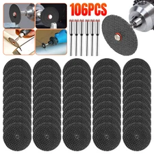 106x Circular Metal Cut Off Wheel Rotary Disc Saw Set w/1/8" Mandrel for Dremel