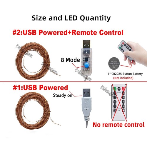 5/20M LED USB + Remote Control String Fairy Lights Copper Wire Xmas Party Decor - Picture 10 of 16