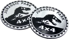 2pc Jurassic Park Rated Badge Auto Fender Emblem Sticker 4x4 SUV Truck 2.36" 6cm
