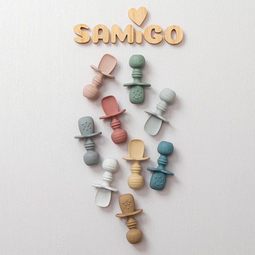 SAMiGO Silicone Baby Spoons Self Feeding 6+ Months - Infant Toddler Utensils ... - Picture 3 of 7