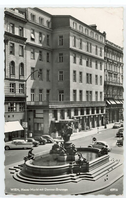 Neuer Markt, Donner Brunnen, Ambassador,  Vienna, Austria, RPPC vintage postcard