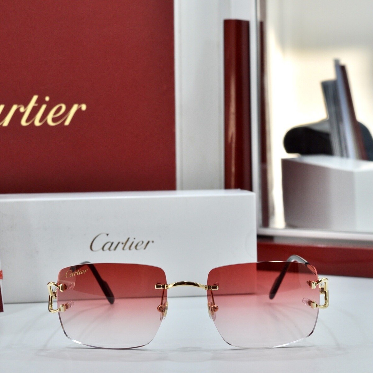 New mod.022 CARTIER Rimless PICCADILLY BIG C Decor Gold