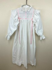 Pleasant Company American Girl Samantha Nightgown Junior S White Pink Ribbon Vtg