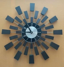 Wall Clock Round Vintage mid century style Young Town Quartz Battery Operated 