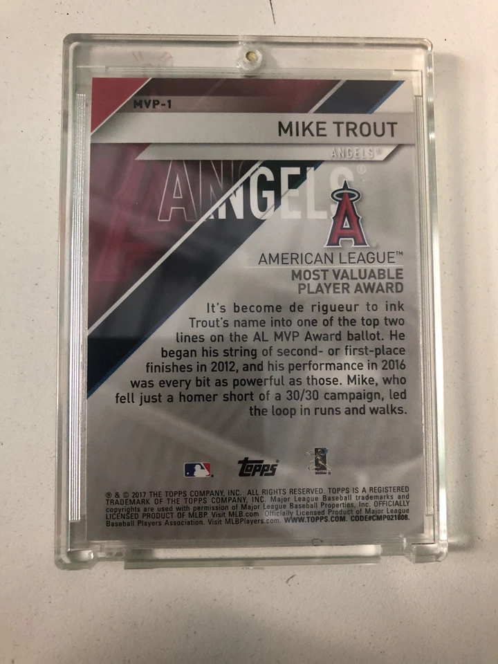 2017 TOPPS MLB AWARDS MOST VALUABLE PLAYER MIKE TROUT #MVP1 LOS ANGELES ANGELS - Image 2 of 2