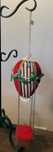 Hot Air Balloon Musical Ornament Christmas Deck The Halls Schmid 1982 Vtg SEE  - Picture 1 of 14