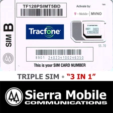 TRACFONE TRIPLE SIM CARD 3 in 1 • GSM 4GLTE T-MOBILE MVNO •  WITH TRACKING