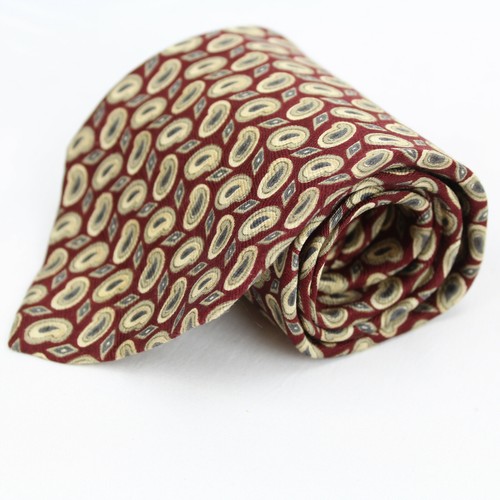 Geoffrey Beene NECK TIE Maroon Color Paisley Print Pattern Silk USA Made - Picture 2 of 6