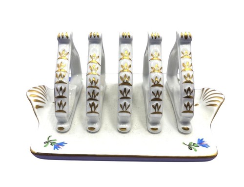 Vintage HEREND Blue Garland Toast Rack, Herend Blue Garland, Herend 4 Slice - Picture 2 of 7