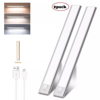 2Pcs LED Unterbauleuchte 3in1 Dimmbar Mit Bewegungsmelder USB Küche Schranklampe