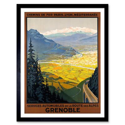 Travel Grenoble France Alpine Resort Valley Mountain Pine Tree Framed Art Print