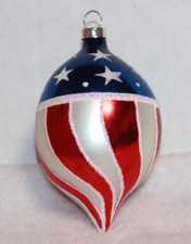 Glass Stars  Stripes Teardrop Christmas Ornament