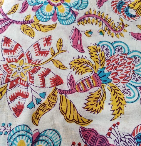 Indian Fabric Cotton Fabric By Yard Hand Block fabric Dressmaking Mutli Floral - Picture 5 of 6