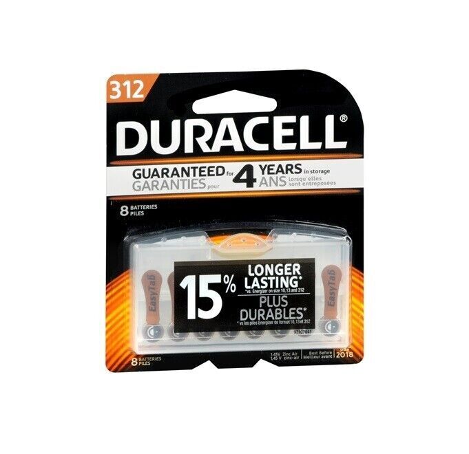 Аккумулятор для слухового аппарата SM Duracell DA312B8 цинковый воздушный упаковка 8 шт.