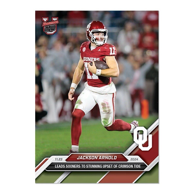 Jackson Arnold Oklahoma University - 2024 Bowman U NOW Football Card 46 Presale