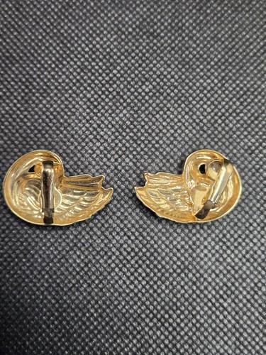 Vintage Earrings - 80’s-90’s - Swan Birds Love Retro Gold Colored Clip On  - Picture 4 of 5