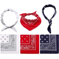 6 Pcs Classic Color Neon Color Cowboy Bandanas for Men Women Assorted Paisley...