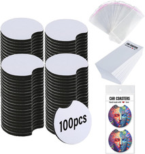 100 PCS Sublimation Blank Car Coasters with Car Coaster Packaging, 2.75 in Circu