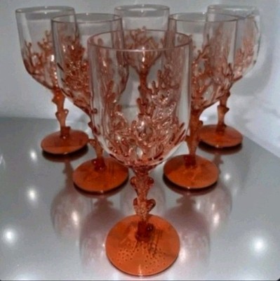 x6 Sea Coral Reef Acrylic Wine Glass Set Indoor Outdoor Nautical Beach  Coastal | eBay