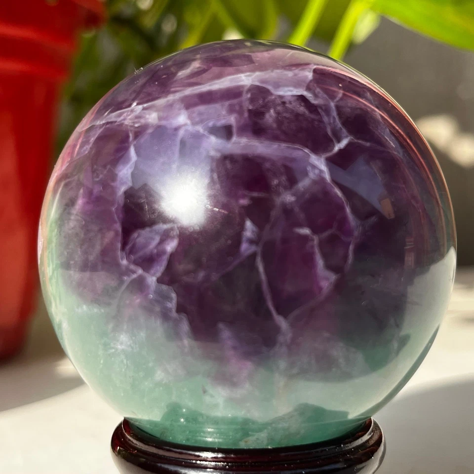 345g Natural Green Fluorite Quartz Ball Crystal Sphere Meditation Healing - image 2 of 4