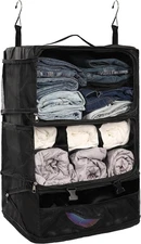 Hanging Packing Cubes Portable Closet 3-Shelf Travel Collapsible Compression Gar