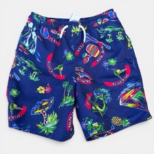 Polo Ralph Lauren Big Boys Size 8 Traveler Swim Trunks Jamaica Tropical AOP EUC