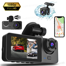 Triple Lens Dash Cam 1080P Front Inside Rear Car Taxi Video Recorder 32GB Card
