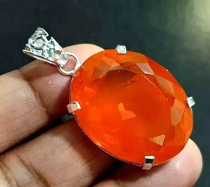 95 Ct+ Natural Opal Oval Cut 925 Solid Silver Pendant Certified Loose Gemstone - Imagem 3 de 4