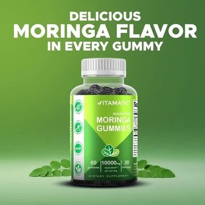Vitamatic Sugar Free Moringa Gummies 10000mg  60 Pectin Based Gummies NEW