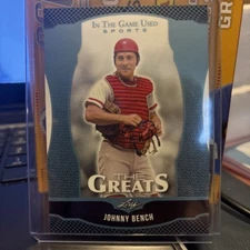 2024 Leaf In the Game Used Johnny Bench The Greats PlatinumInsert TG-16 Baseball